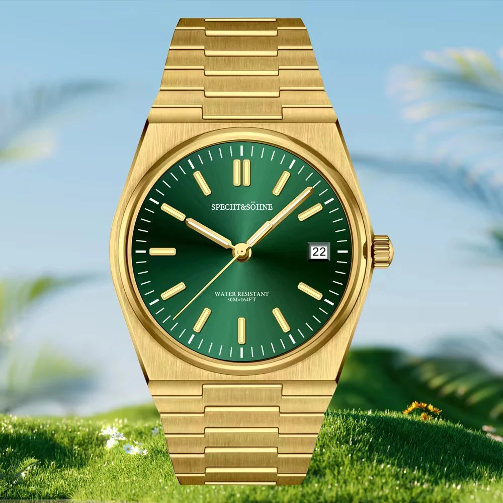 2025 New High Quality  37MM Men'S Watches Quartz Movt PVD Gold Sapphire Stainless Steel Classic Watch 50M Waterproof