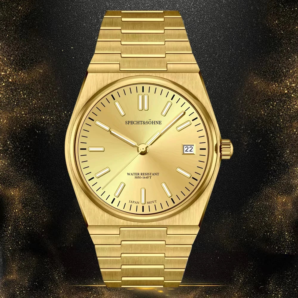 2025 New High Quality  37MM Men'S Watches Quartz Movt PVD Gold Sapphire Stainless Steel Classic Watch 50M Waterproof