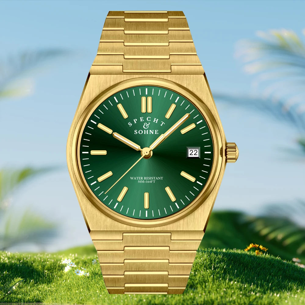 2025 New High Quality  37MM Men'S Watches Quartz Movt PVD Gold Sapphire Stainless Steel Classic Watch 50M Waterproof